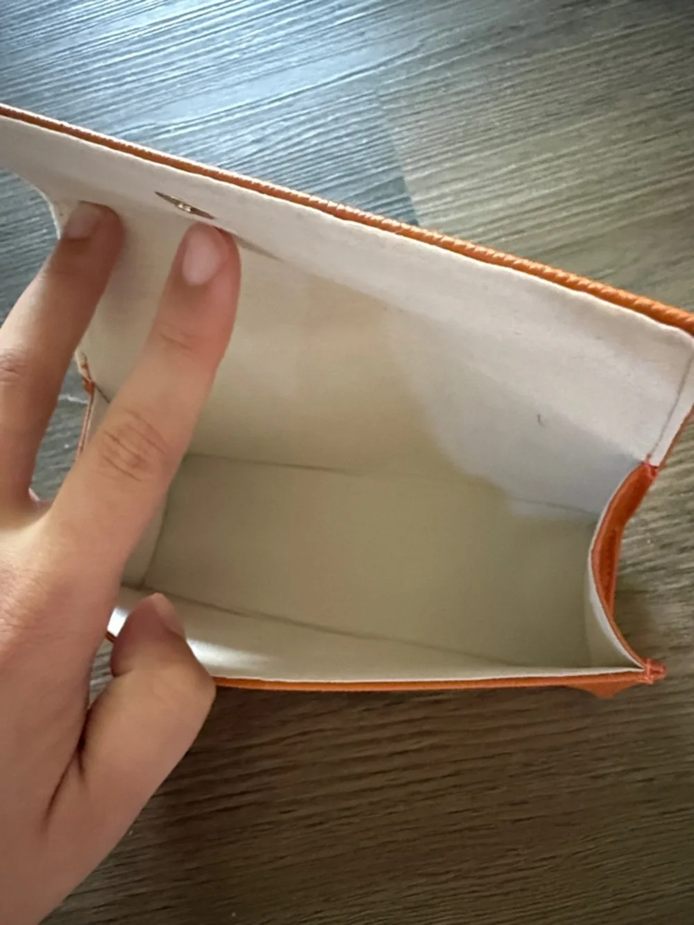 Tory Burch Saffiano Leather Glasses Case Orange Gold Logo Eyeglass Hard Case